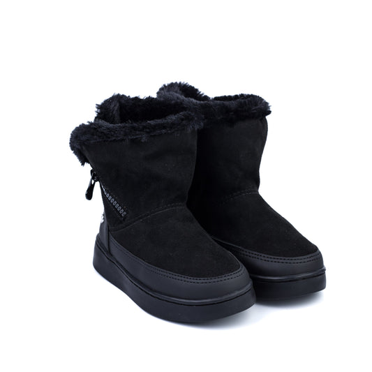 Ghete Fete Bibi Urban Boots Black Suede cu Blanita