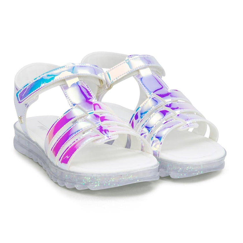 Sandale Fete BIBI Flat Form Holografic Glitter