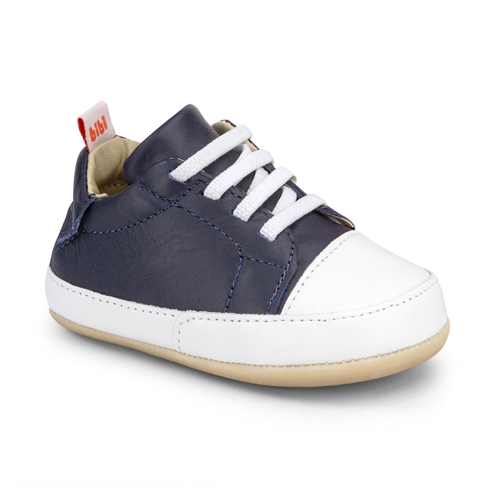Pantofi Baietei Bibi Afeto Joy Naval/Alb cu Siret Elastic