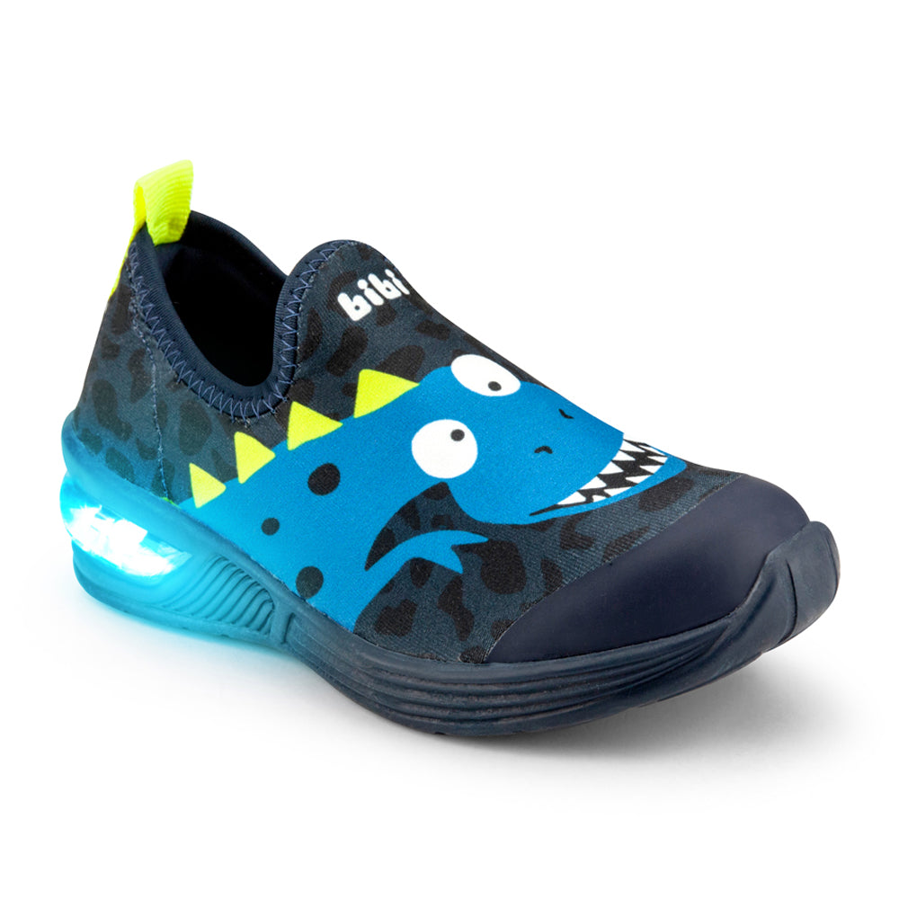 Pantofi Baieti LED Bibi Space Wave 2.0 Blue Dino