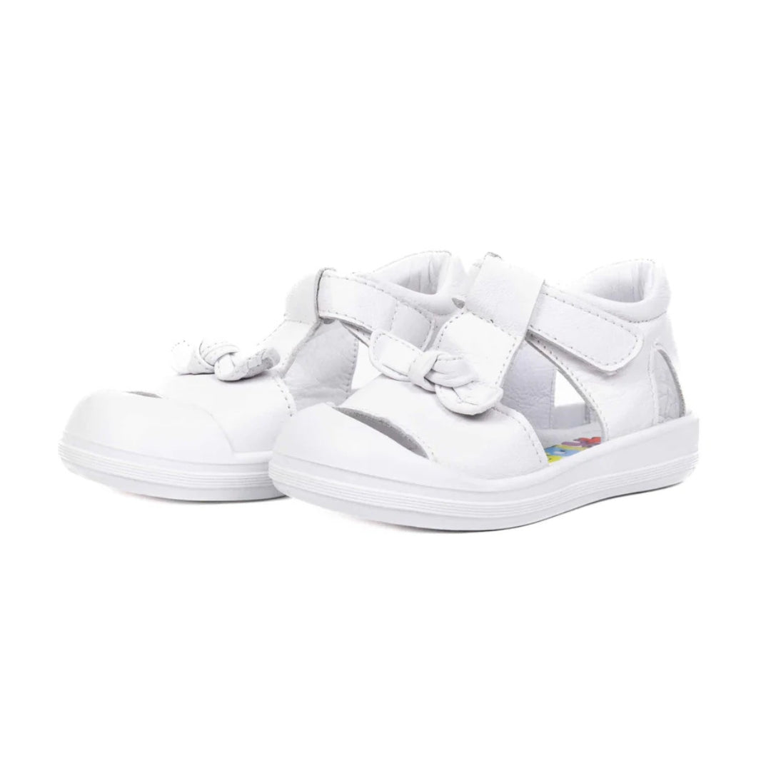 Sandalute din Piele Fete, 4Kids - Inchise, cu Scai, Albe, 713