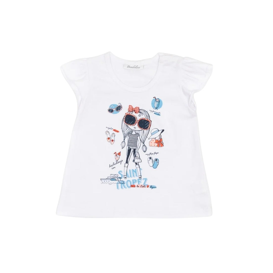 Tricou bebelusi, Bimbalina, Saint Tropez, alb, 20230