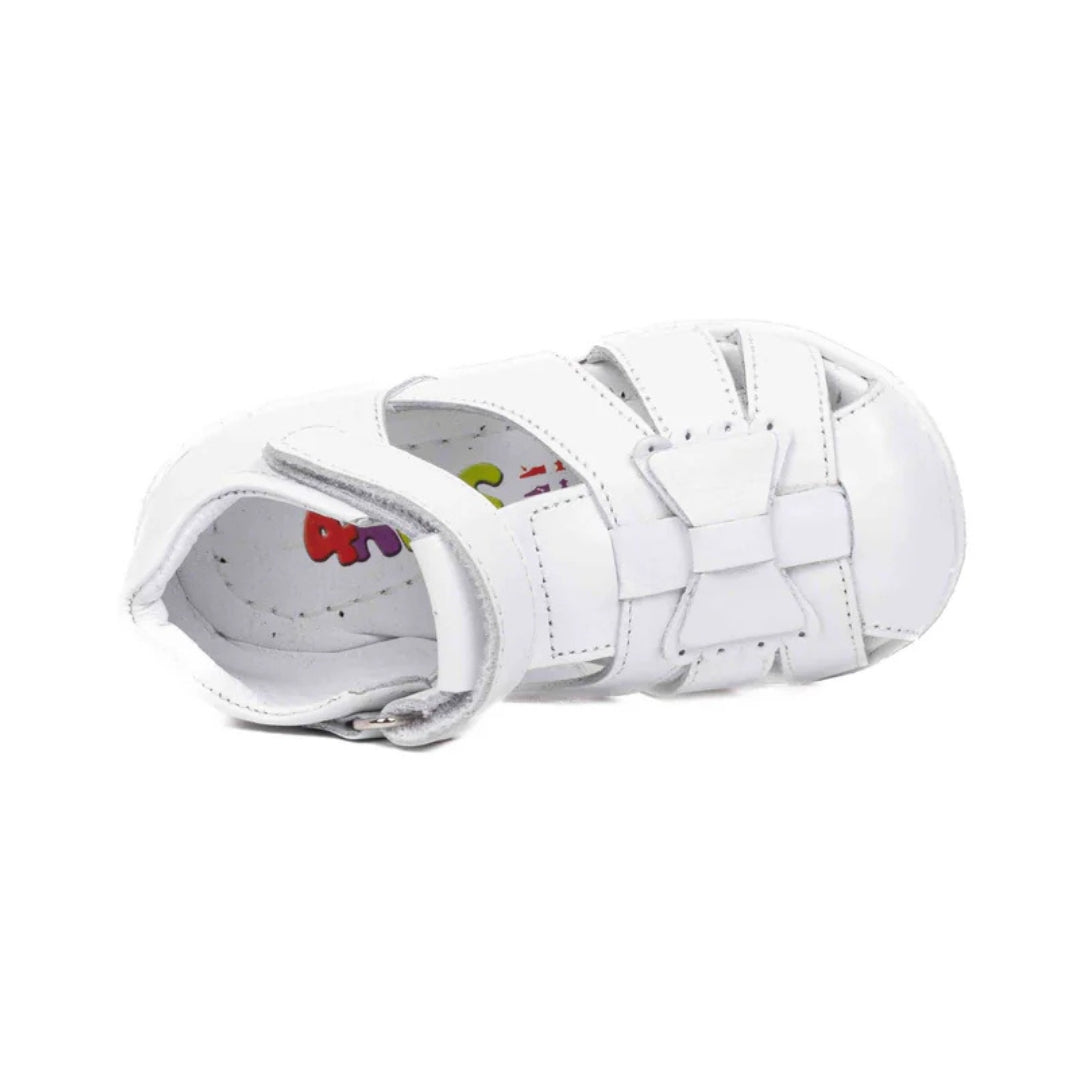 Sandalute Fete, 4Kids - Inchise, din Piele, cu Scai, Albe, 719