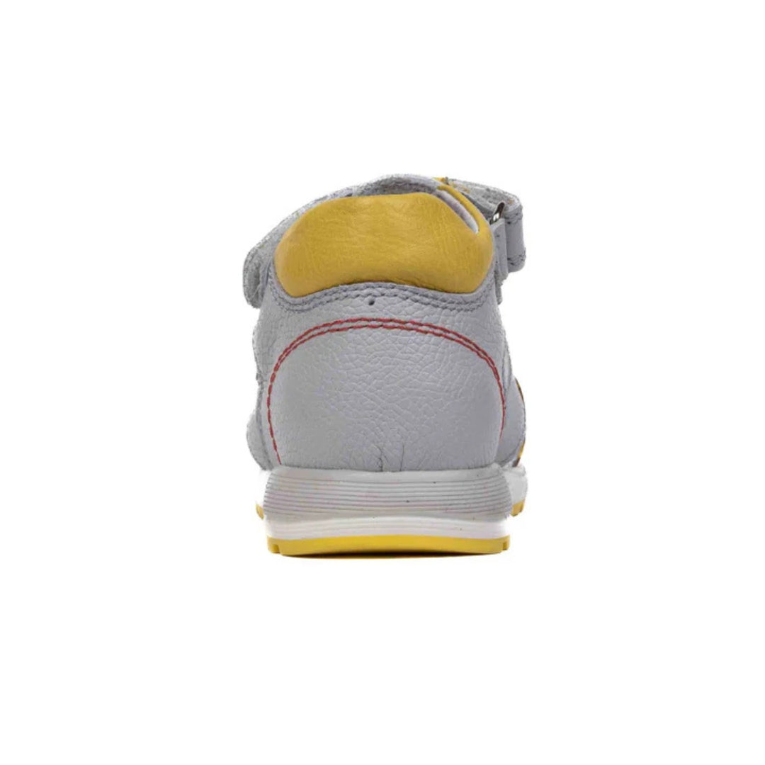 Sandale Baietei, 4Kids - din Piele, Flexibile, cu Scai, Gri, 720