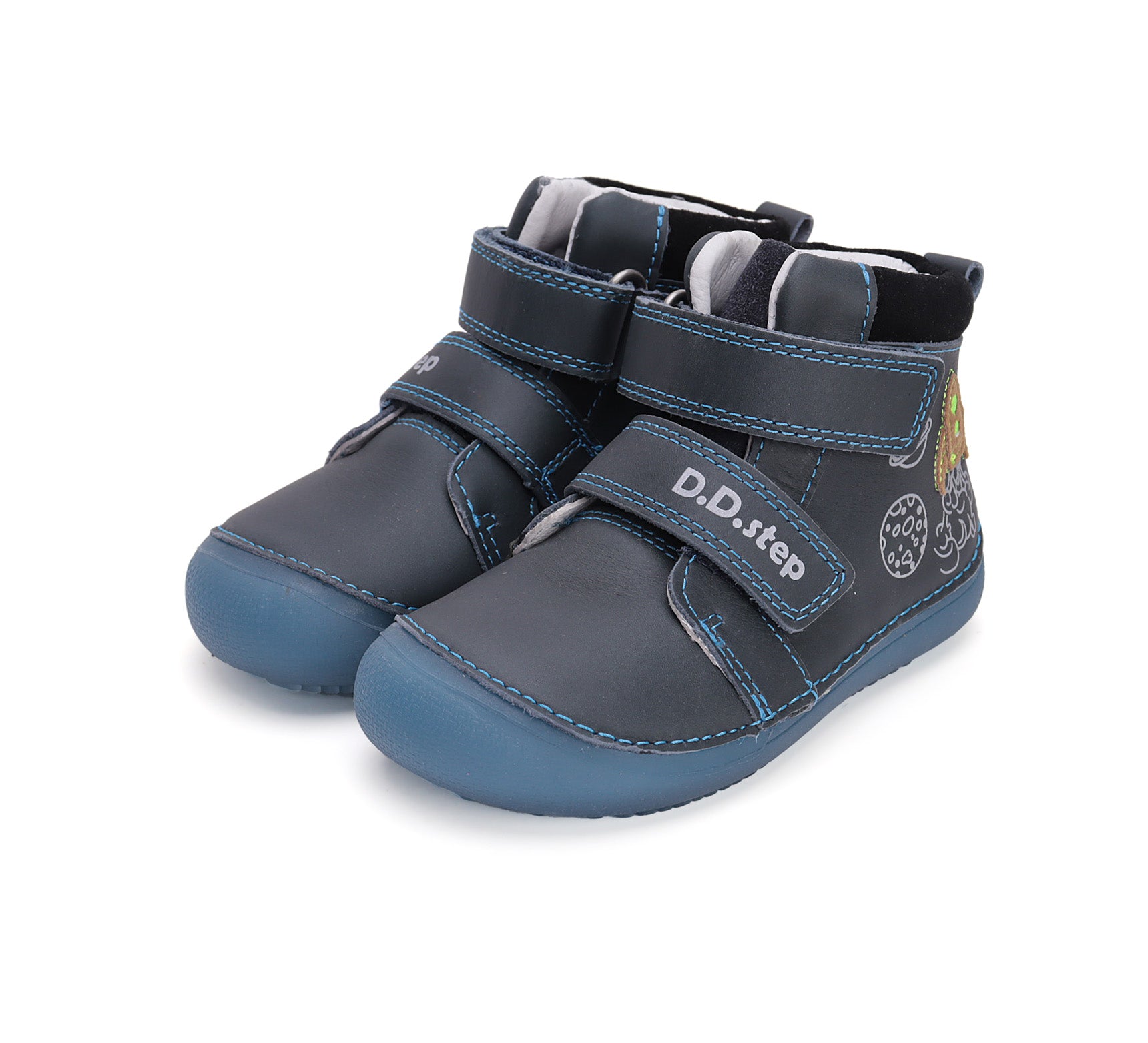 Ghete Barefoot Neimblanite, D.D.step, Baieti, din Piele, Talpa Fluorescenta, A063-42719