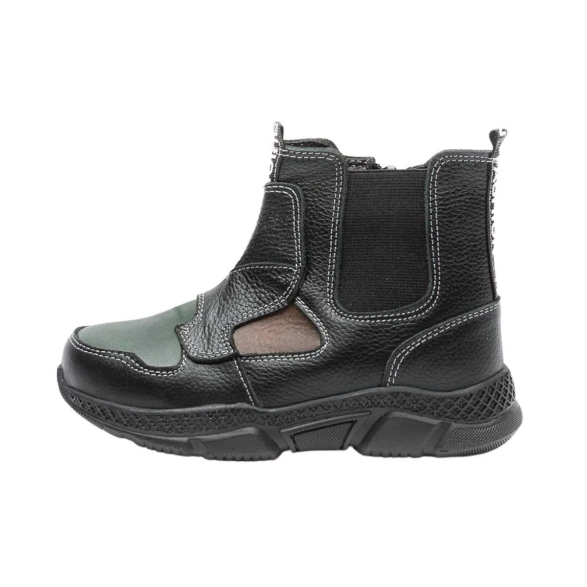 Ghete neimblanite din piele, 4Kids, Fancy, baieti, negre, 869N