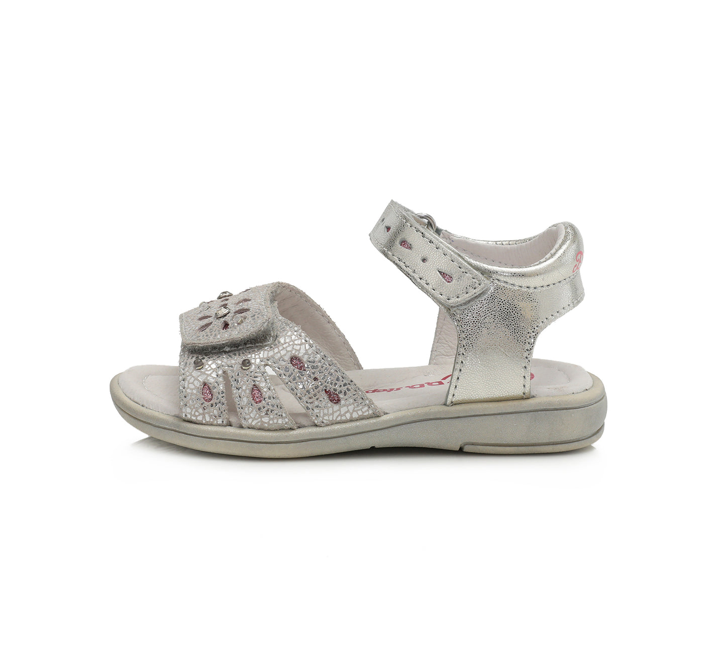 Sandale din Piele, Fete, D.D.step, cu LED-uri, cu Scai, Argintii, K03-204B