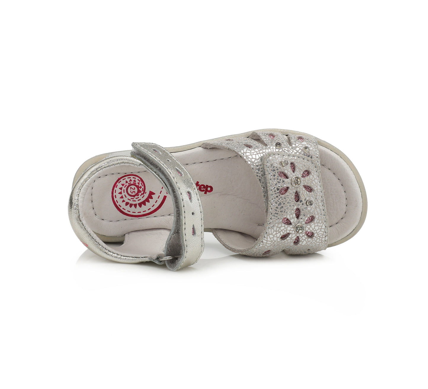 Sandale din Piele, Fete, D.D.step, cu LED-uri, cu Scai, Argintii, K03-204B