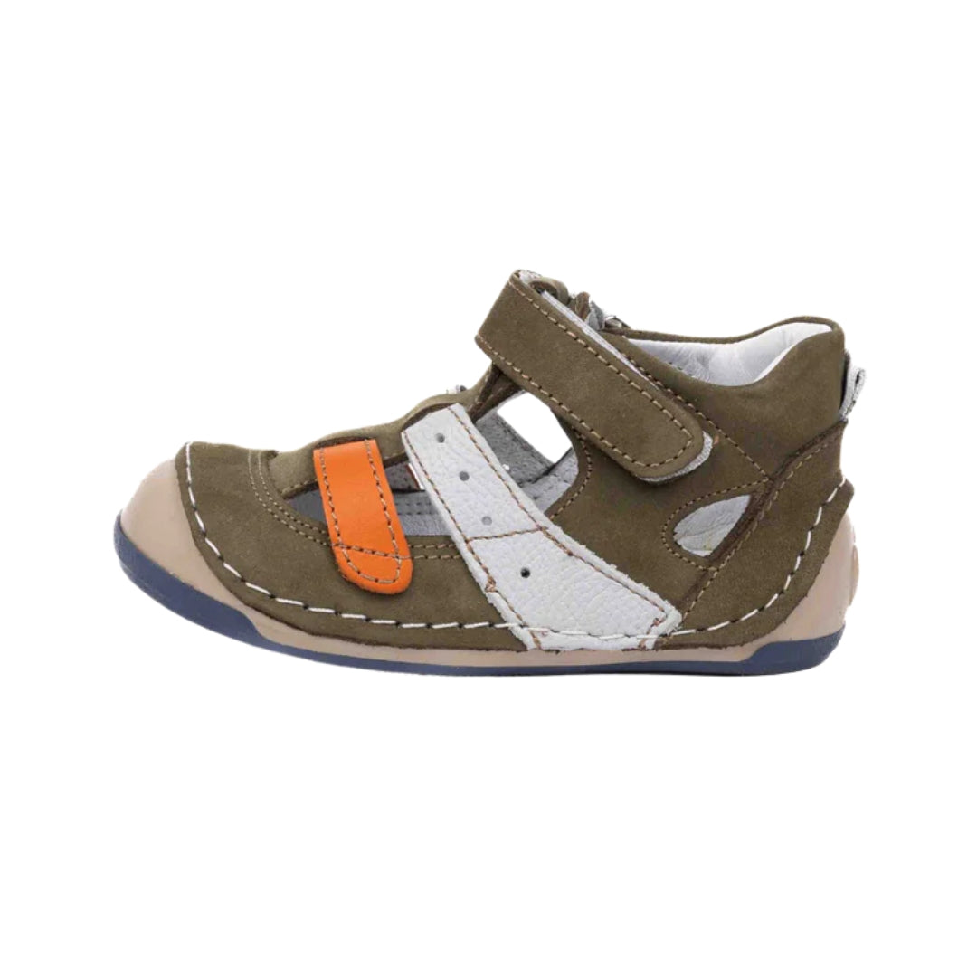 Pantofiori Decupati Baietei, 4Kids - Flexibili, cu Scai, Kaki, 08