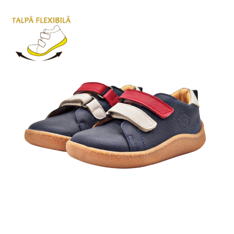 Pantofi baieti, Vuudy, piele naturala, comozi, bleumarin-rosu, CMP502