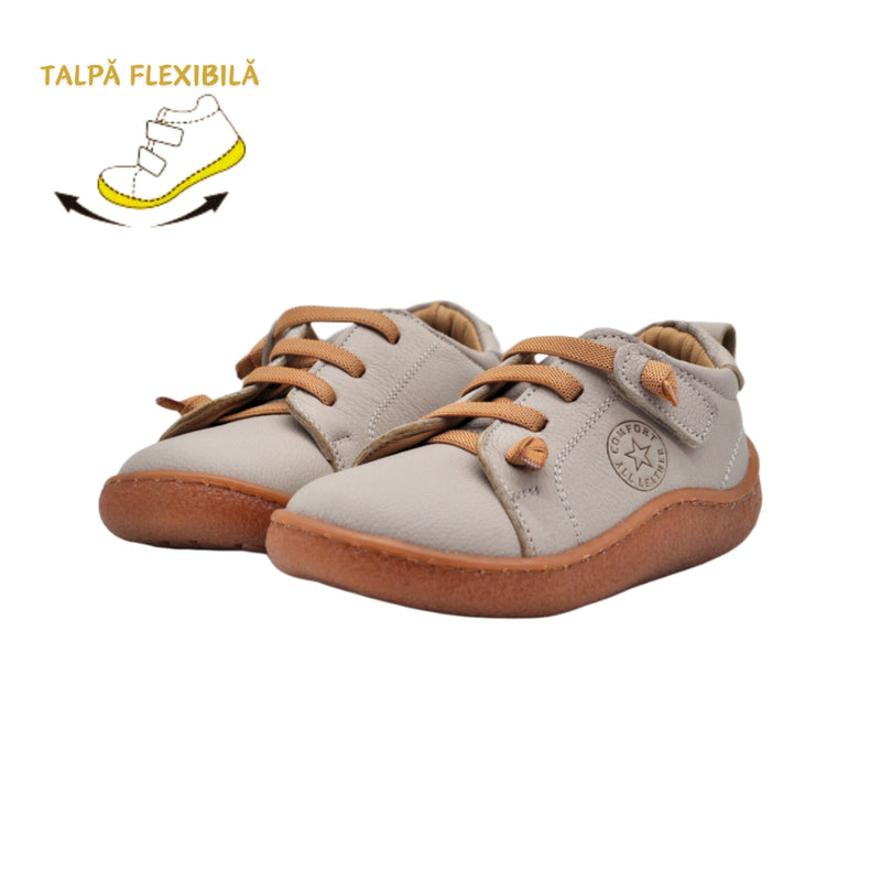 Pantofi baieti, Vuudy, piele naturala, comozi, crem, CMP504