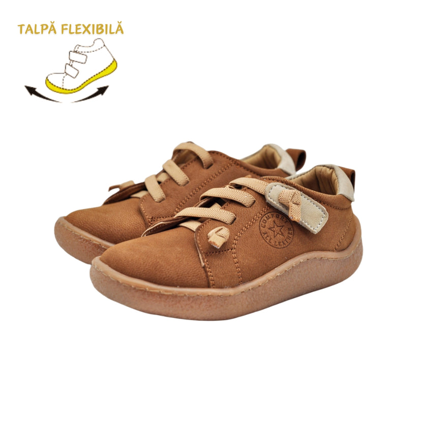 Pantofi baieti, Vuudy, piele naturala, comozi, maro, CMP504