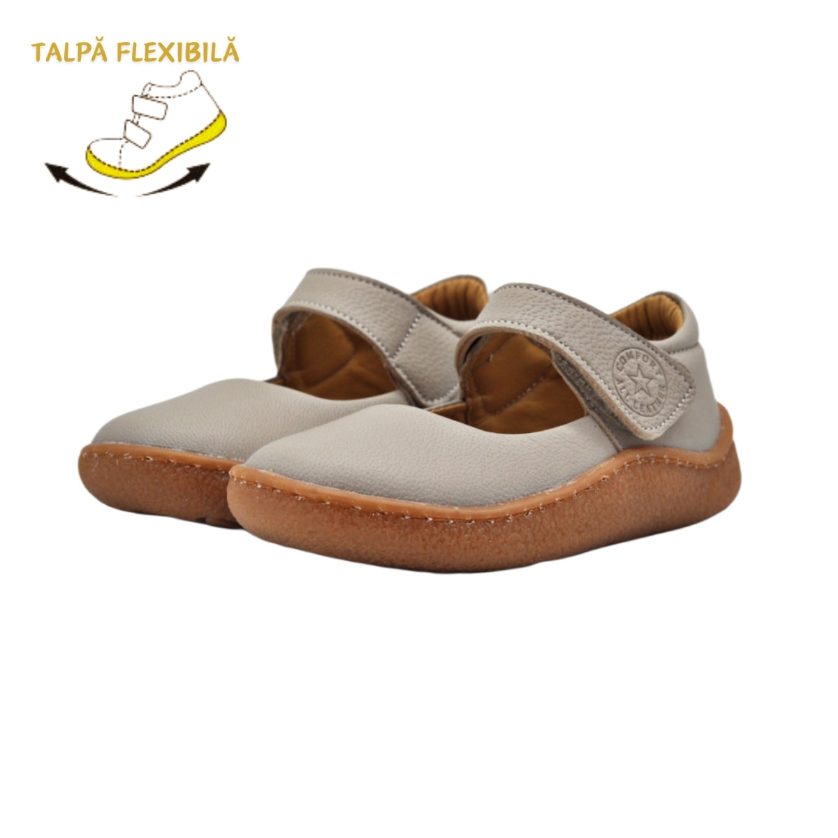 Pantofi decupati fete, Vuudy, piele naturala, comozi, crem, CMP508