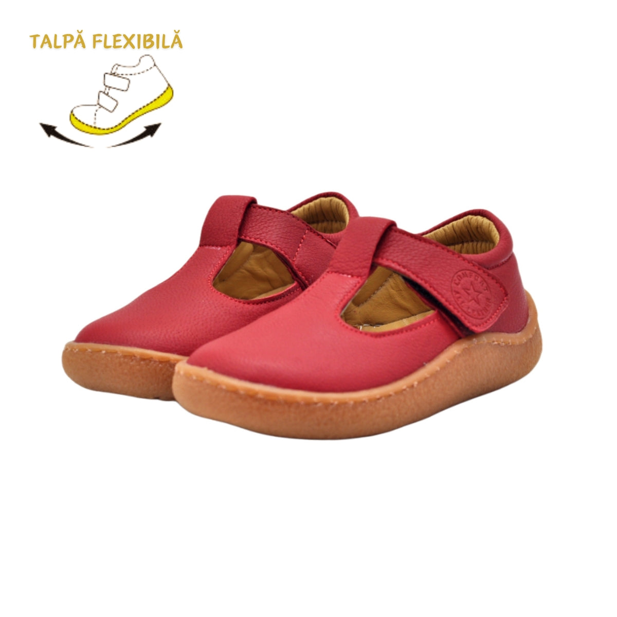 Pantofi decupati fete, Vuudy, piele naturala, comozi, rosii, CMP509