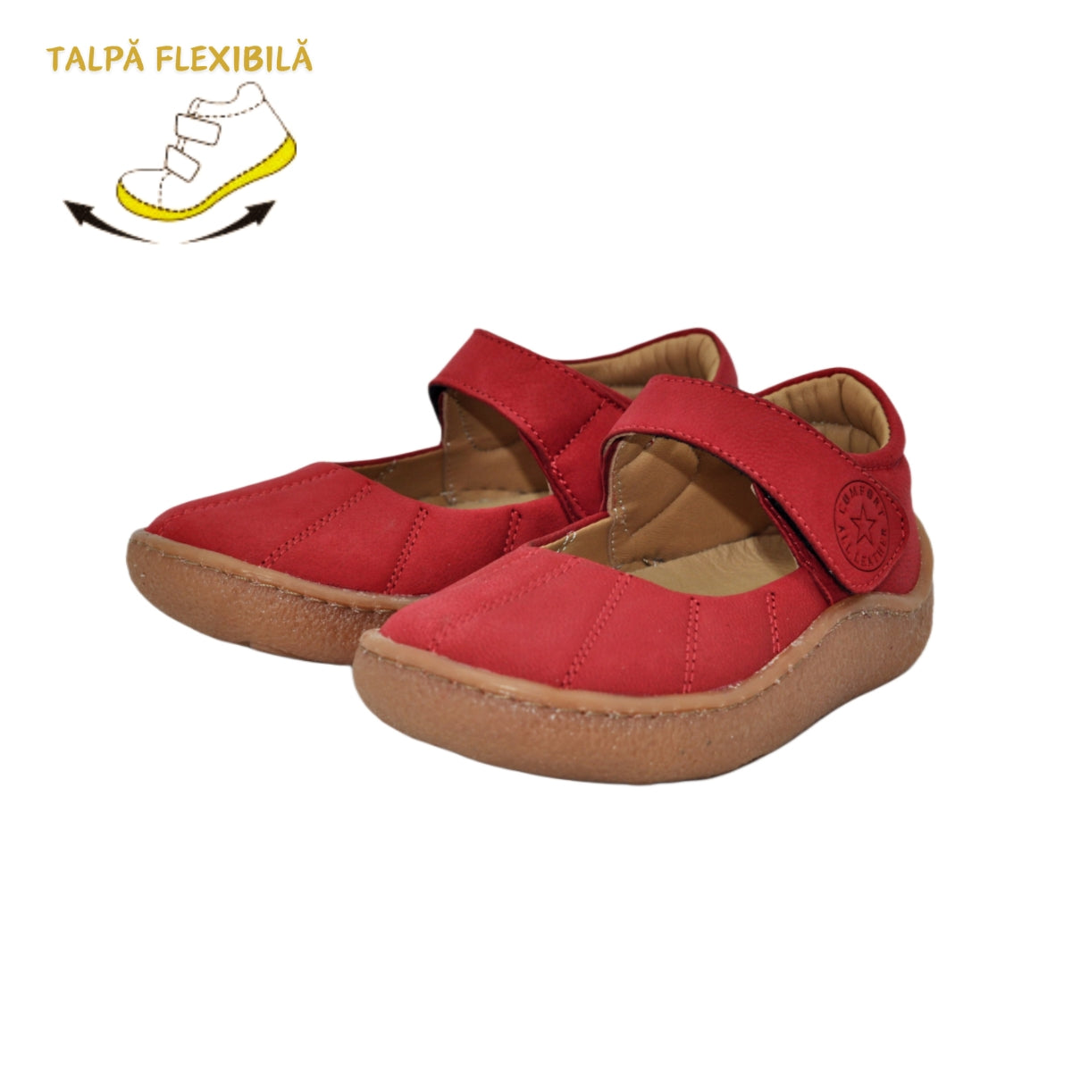 Pantofi decupati fete, Vuudy, piele naturala, comozi, rosii, CMP511