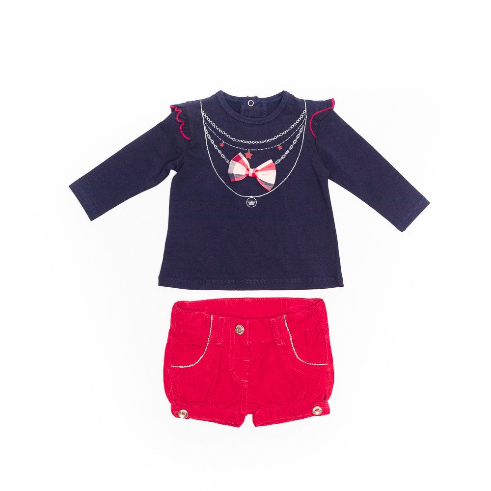 Compleu bluza si pantaloni scurti, Bambilina, bleumarin, 10645 - 4Kids Romania