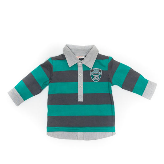 Bluza polo in dungi, Wooloo Mooloo, bebelusi, verde, 41520 - 4Kids Romania