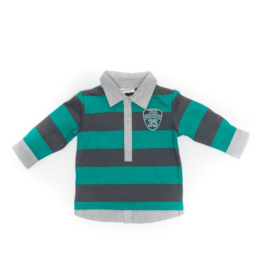 Bluza polo in dungi, Wooloo Mooloo, bebelusi, verde, 41520