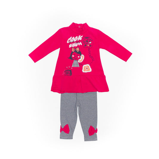 Compleu rochita cu colanti, Bimbalina, fucsia, 33625 - 4Kids Romania