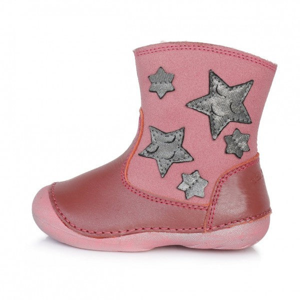 Cizmulite din piele fete, D.D.step, Stars, roz, 015-186A - 4Kids Romania