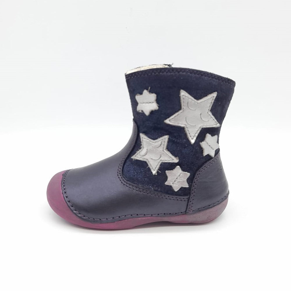 Cizmulite din piele fete, D.D.step, Stars, bleumarin, 015-186 - 4Kids Romania