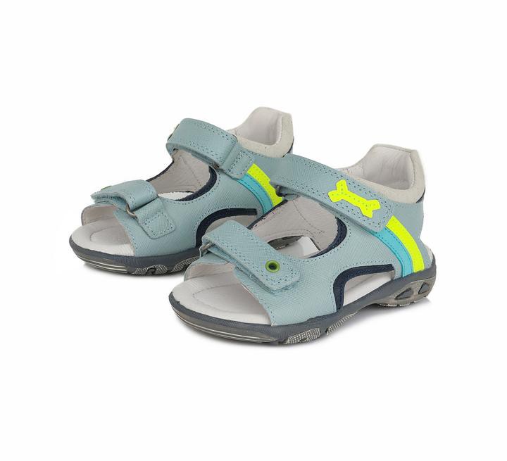 Sandale din Piele Baieti, D.D.step, Bone, Talpa Flexibila, Gri, AC290-833A - 4Kids Romania