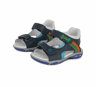 Sandale din Piele Baieti, D.D.step, Bone, Talpa Flexibila, Bleumarin, AC290-833 - 4Kids Romania