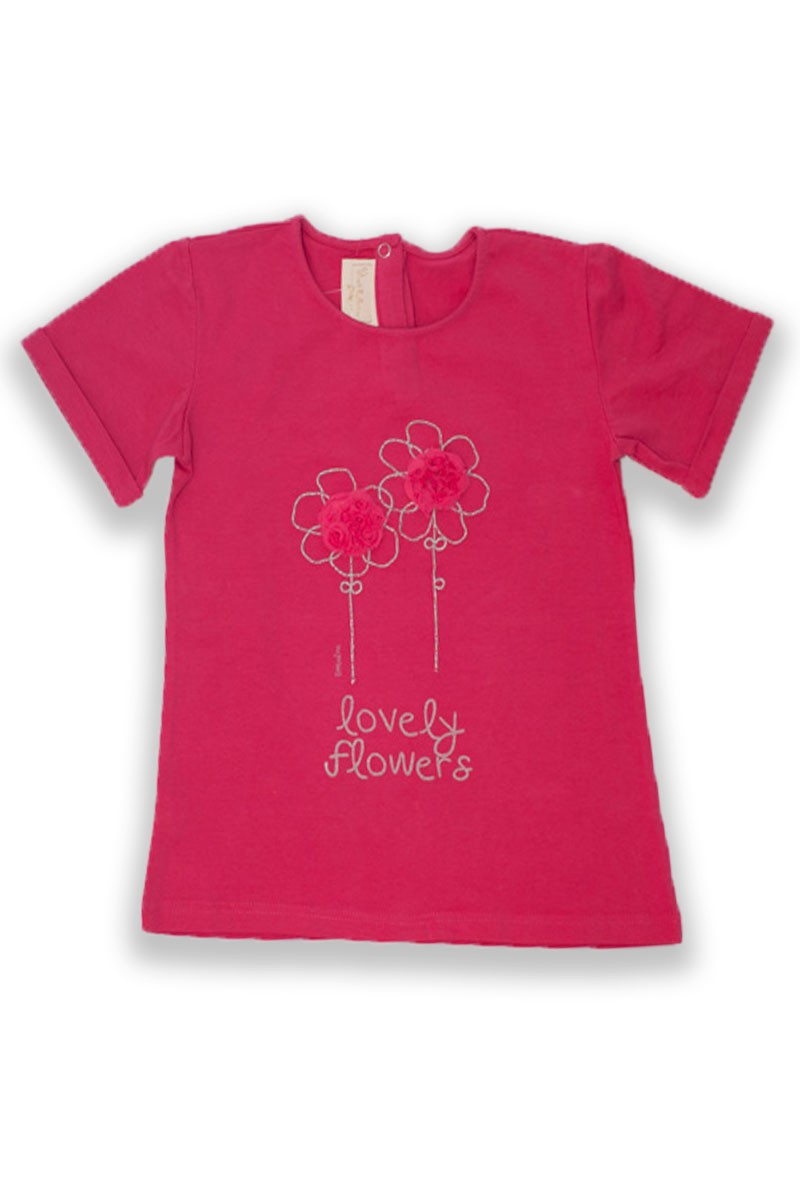 Tricou fetite, Bimbalina, Lovely Flowers, fucsia, 32440-2 - 4Kids Romania