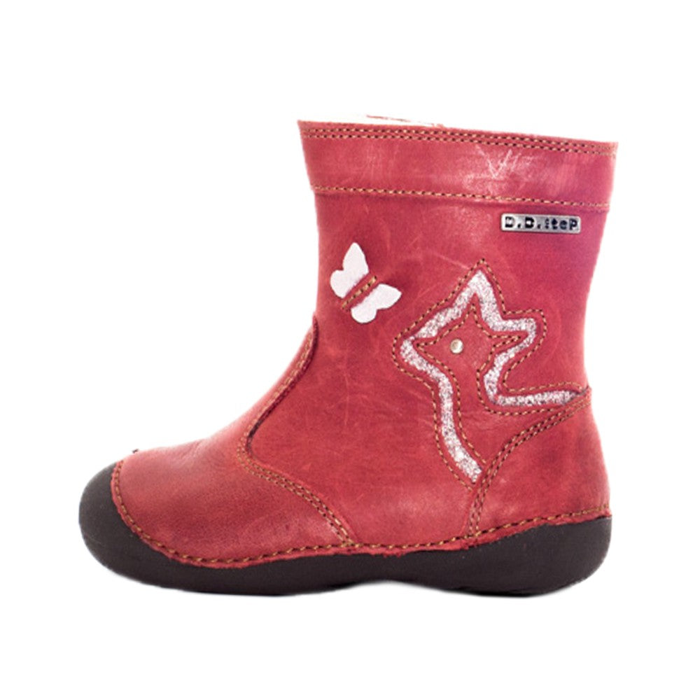 Cizmulite din piele fete, D.D.step, Fox, rosii, 015-125 - 4Kids Romania