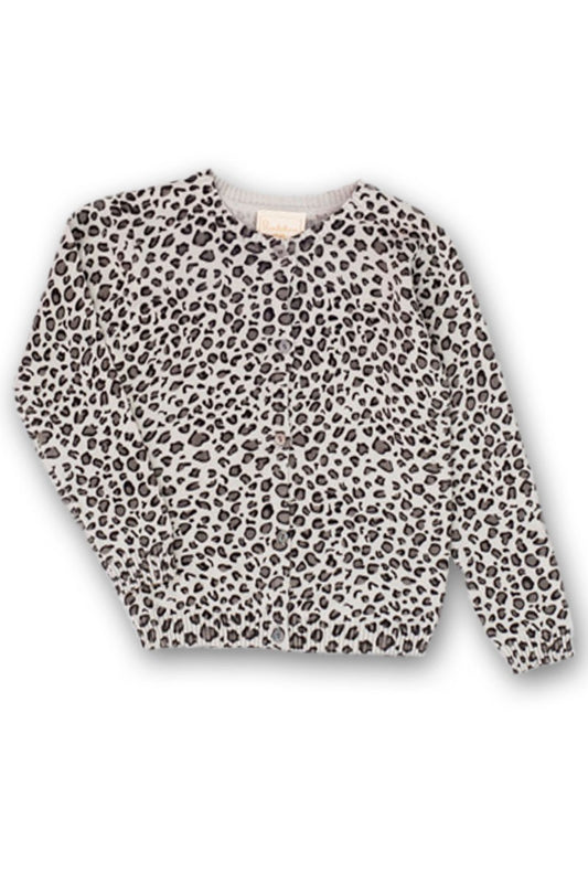 Pulover model leopard, Bimbalina, cu nasturi, gri, 40837 - 4Kids Romania