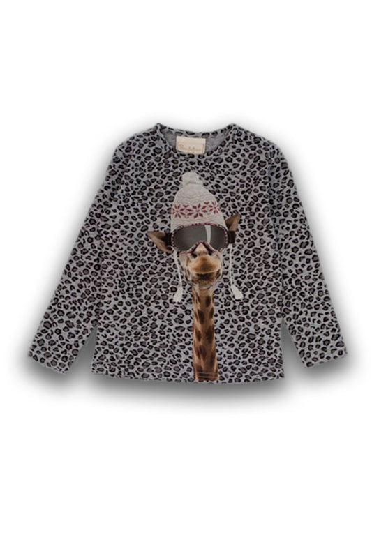 Bluza leopard, Bimbalina, Giraffe, din bumbac, gri, 41830 - 4Kids Romania