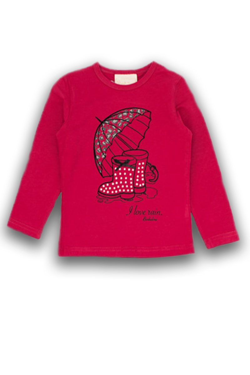 Bluza cu motiv I Love Rain, Bimbalina, rosie, 43830 - 4Kids Romania