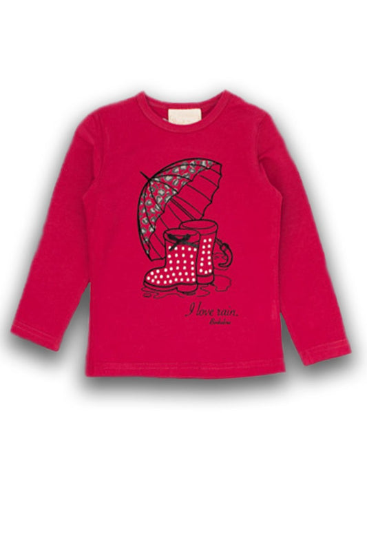 Bluza cu motiv I Love Rain, Bimbalina, rosie, 43830 - 4Kids Romania