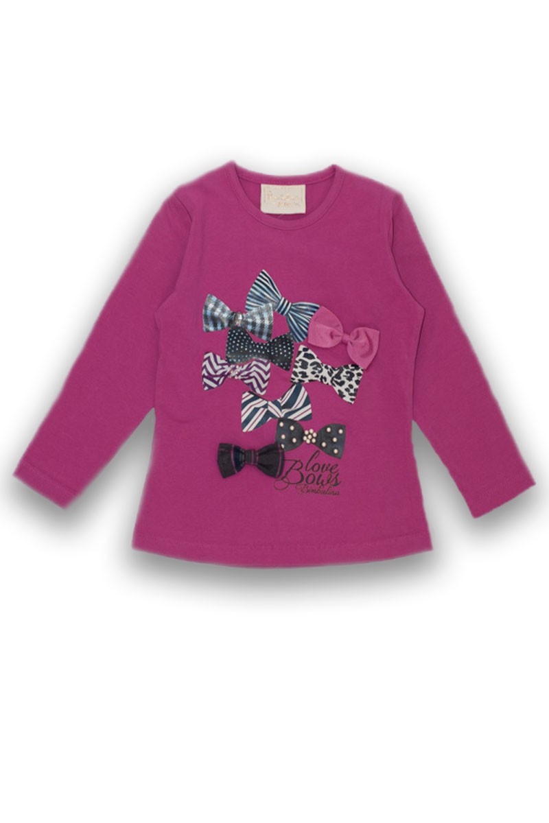 Bluza din bumbac, Bimbalina, Love Bowes, mov, 51840 - 4Kids Romania