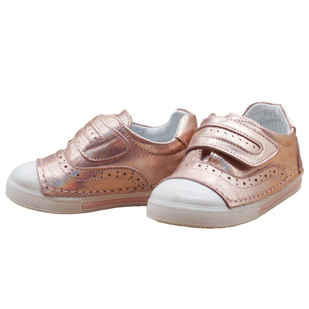 Pantofiori stil tenisi, 4Kids, cu scai, roz metalizat, 052