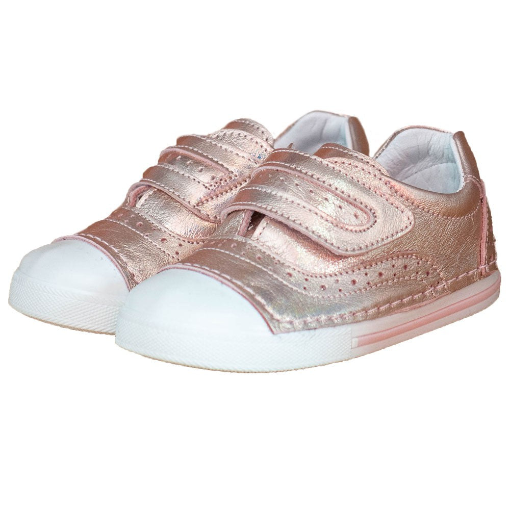 Pantofiori stil tenisi, 4Kids, cu scai, roz metalizat, 052