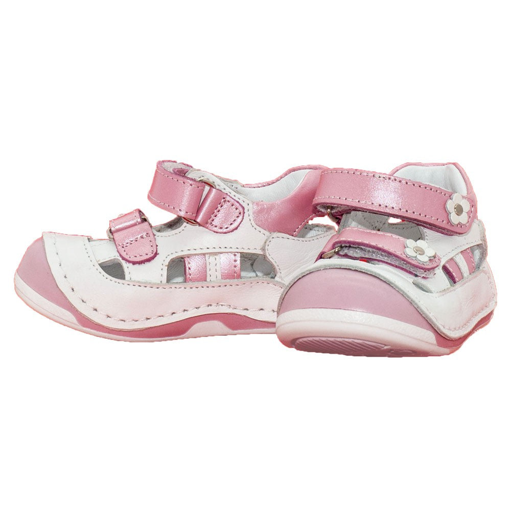 Pantofiori cu prindere scai, 4Kids, balerini, albi cu roz, 039 - 4Kids Romania