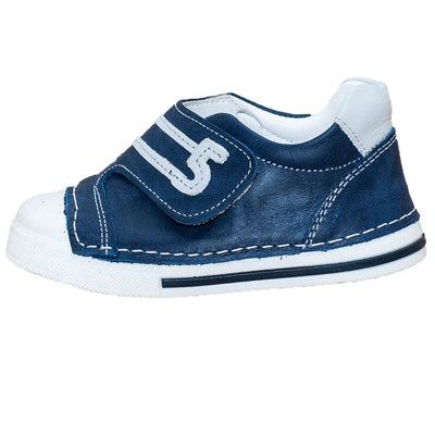 Pantofiori stil tenisi, 4Kids, cu scai, bleumarin, 065 - 4Kids Romania