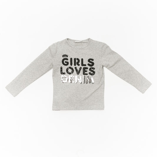 Bluza fetite, Bimbalina, Girls Loves Demin, gri, 53810-2 - 4Kids Romania