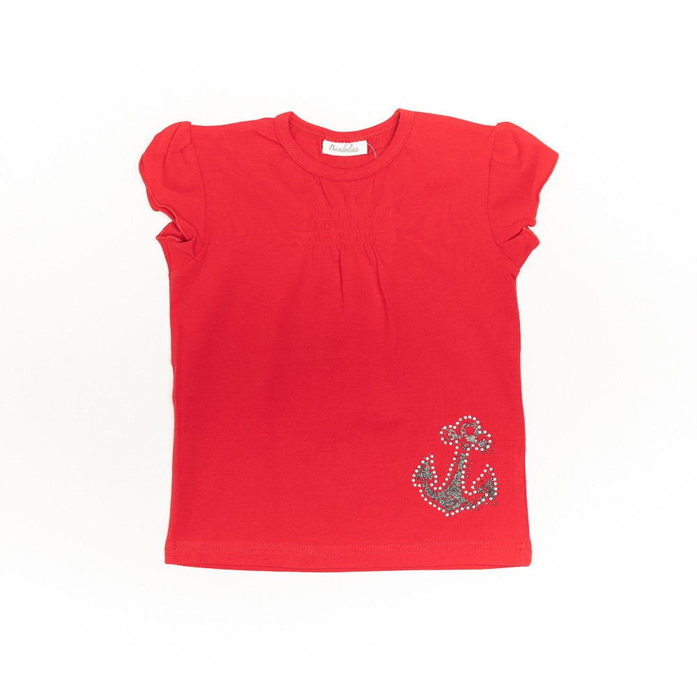 Tricou fete, Bimbalina, din bumbac, rosu, 14410 - 4Kids Romania