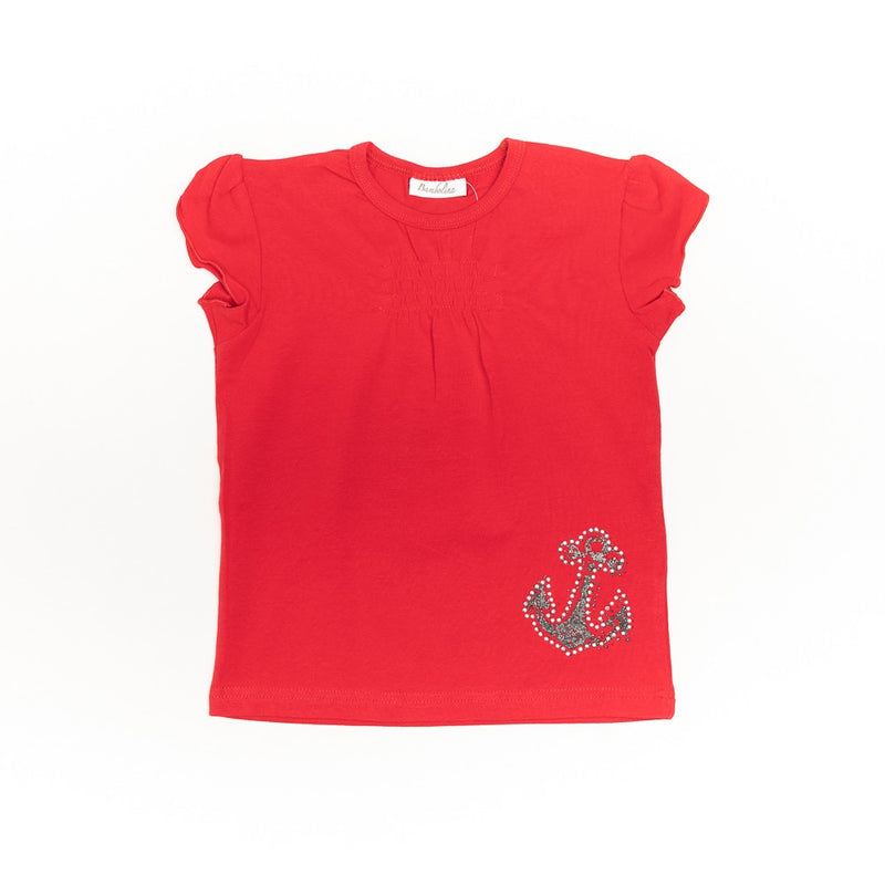 Tricou fete, Bimbalina, din bumbac, rosu, 14410 - 4Kids Romania