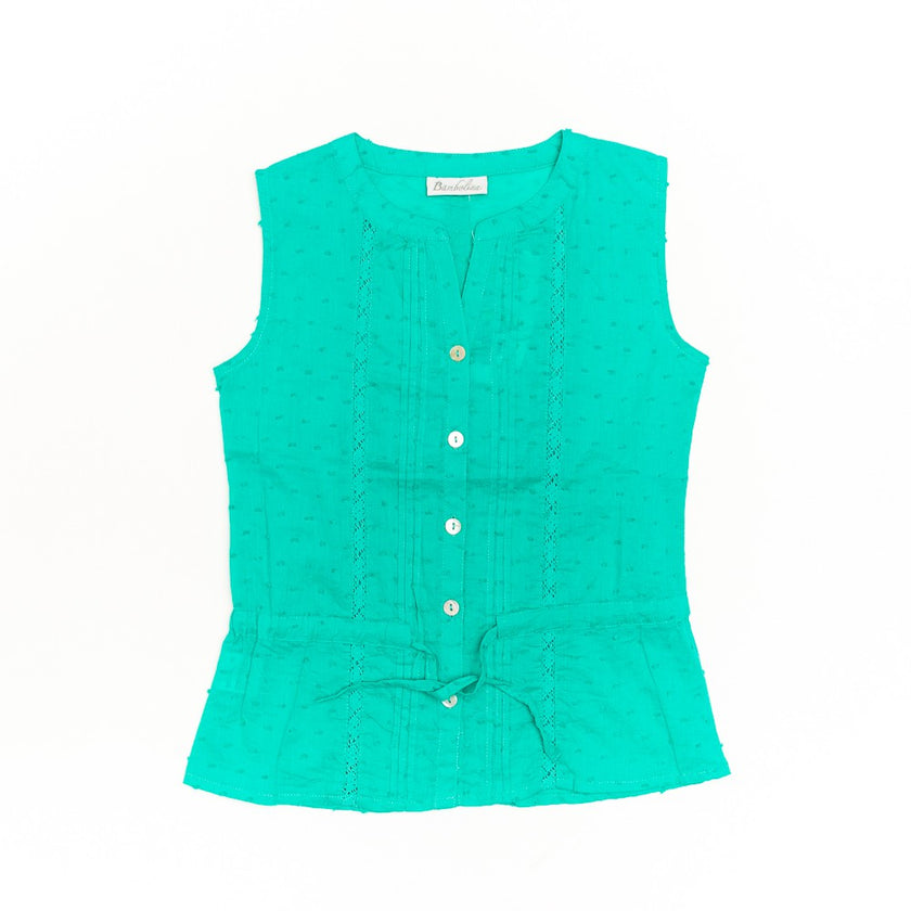 Bluza fara maneci, Bimbalina, cu nasturi, verde, 31431-2