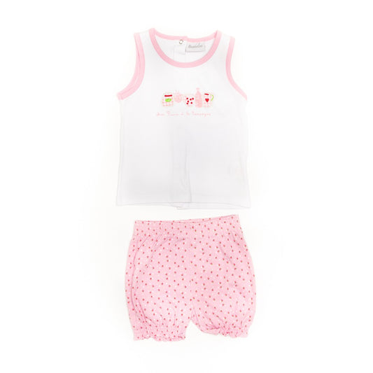 Bluza fara maneci, Bimbalina, cu pantaloni scurti, roz, 63218 - 4Kids Romania