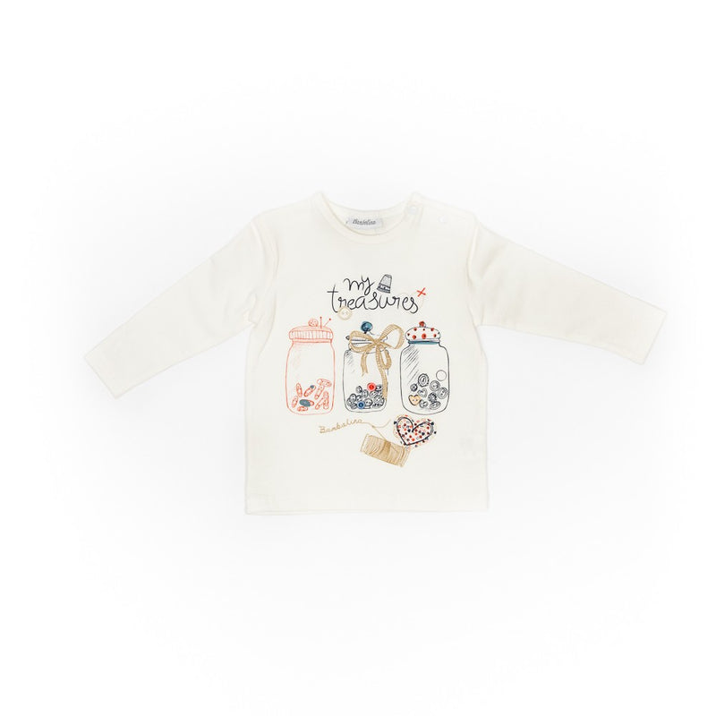 Bluza din bumbac bebe, Bimbalina, My Treasures, crem, 41620 - 4Kids Romania