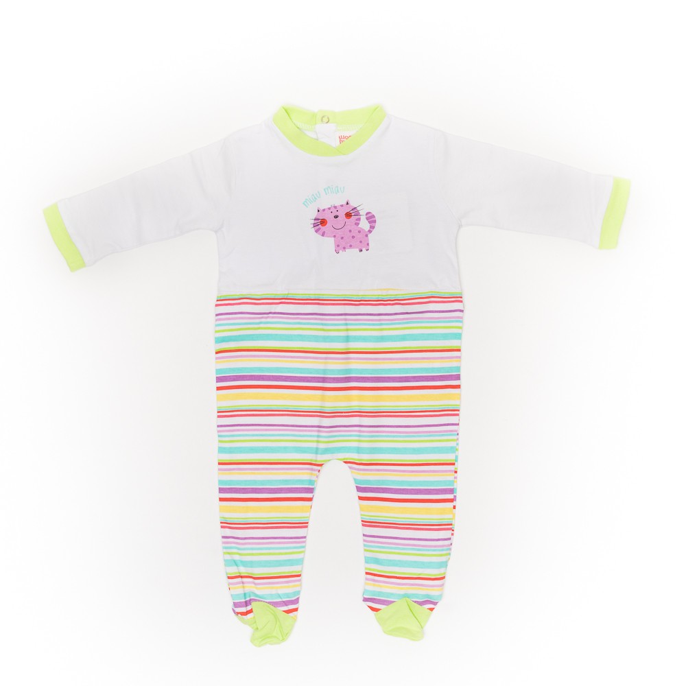 Pijama cu dungi bebelusi, Bimbalina, Cat, cu capse, 30018 - 4Kids Romania