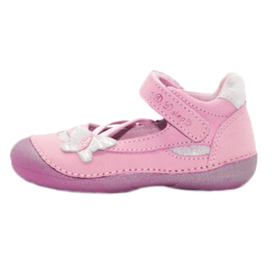 Balerini din piele, D.D.step, Fluturas, roz, 015-134A - 4Kids Romania