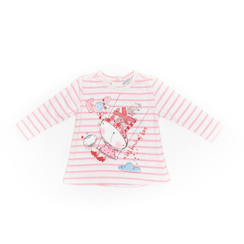 Bluza bebelusi, Bimbalina, For You, alba cu dungi, 40230 - 4Kids Romania