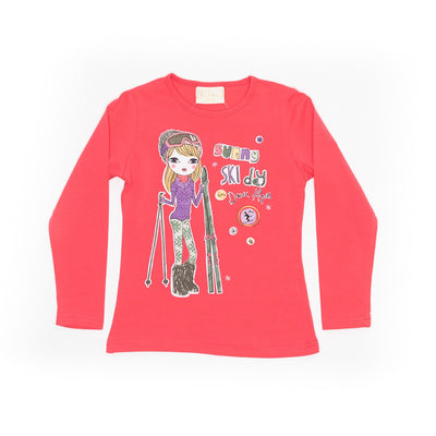 Bluza cu imprimeu, Bimbalina, Ski Day, roz, 21840 - 4Kids Romania