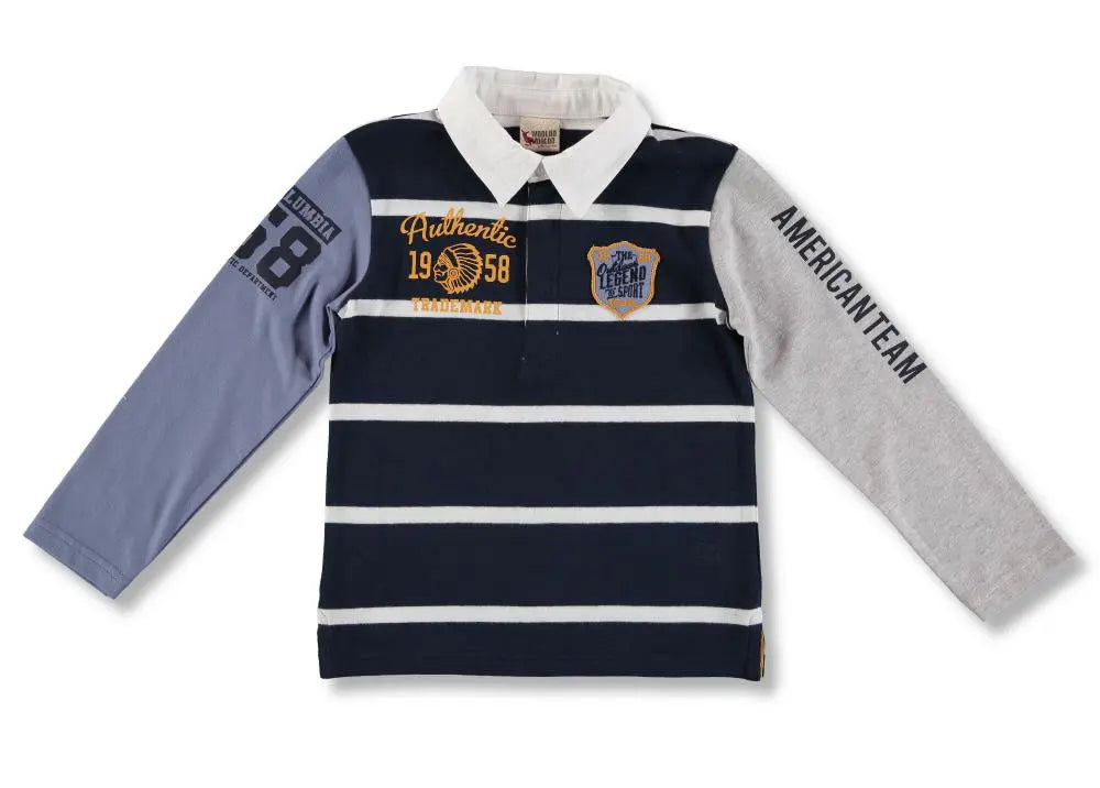 Bluza polo baieti, Wooloo Mooloo, cu dungi, albastra, 25770