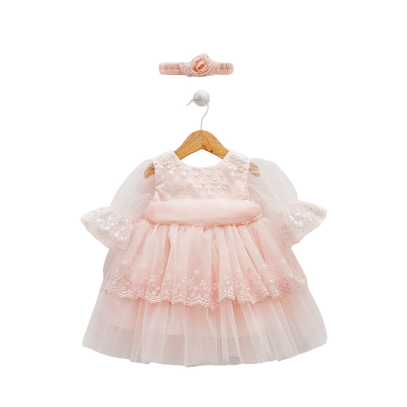 Rochita din tulle, cu broderie din floricele, Caramell, Elb7623 - 4Kids Romania